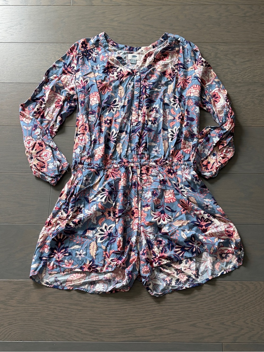Old Navy Floral Long-Sleeve Romper - Blue & Pink